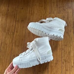 Puma Women's 6 Tennis Shoes White Platform Mayze Mid Sneakers